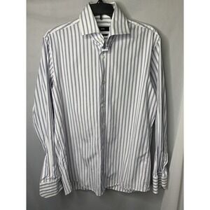 Mens 15 32/33 Hugo Boss Multicolor‎ Striped Button Down Dress Shirt